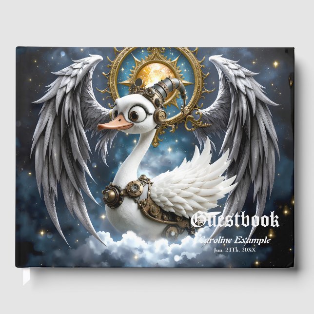 The Curious Clockwork Swan.  Guest Book (Front)