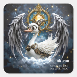 The Curious Clockwork Swan.  Square Sticker