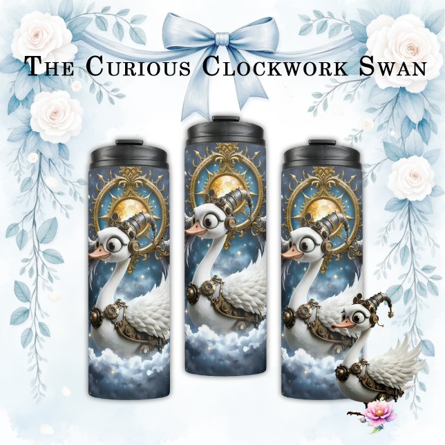 The Curious Clockwork Swan. Thermal Tumbler (Creator Uploaded)