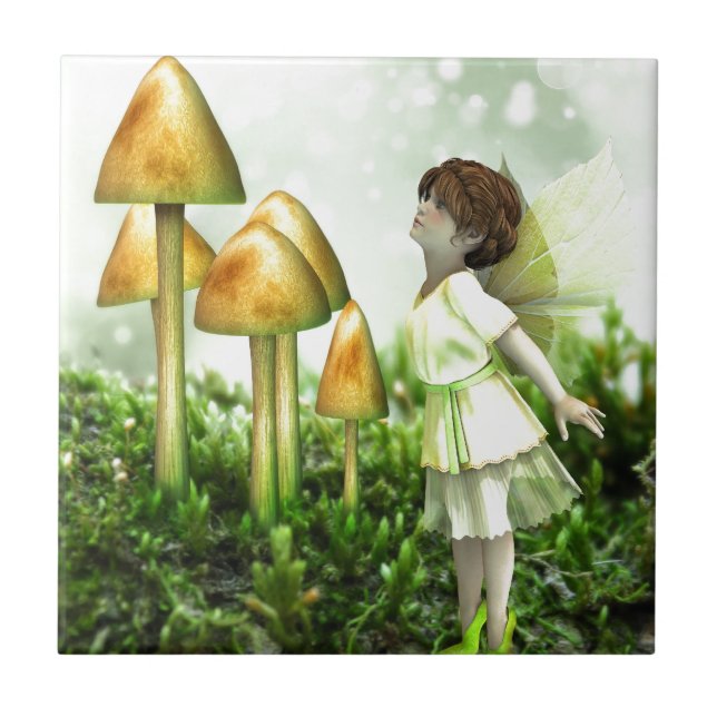 The Curious Fairy - Fairy and Toadstools Tile (Front)