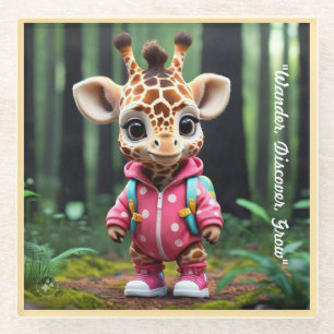 "The Curious Little Giraffe" Glass Coaster