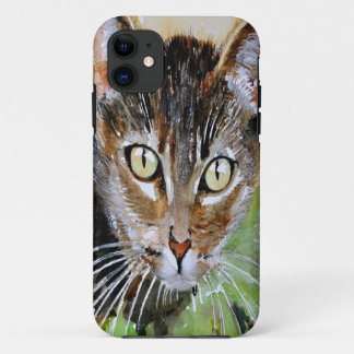 The Curious Tabby Cat Acrylic Painting iPhone 11 Case