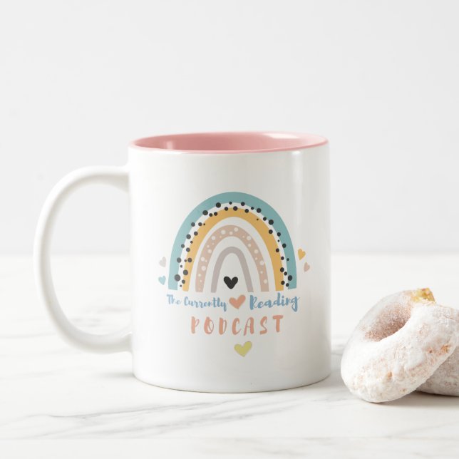 The Currently Reading Podcast Bookish Two-Tone Coffee Mug (With Donut)