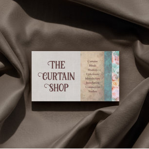 The Curtain Shop Lace & Drapes Blinds Manufacture Business Card