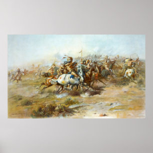 The Custer Fight by Charles Marion Russell Poster