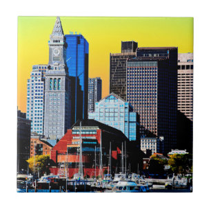 The Custom House Boston USA Poster Card Tile
