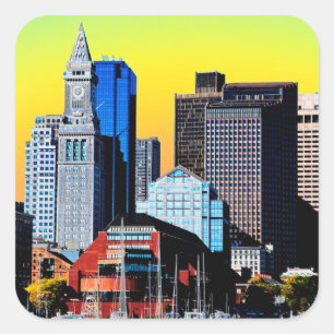 The Custom House Boston USA Poster Cloth Face Mask Square Sticker