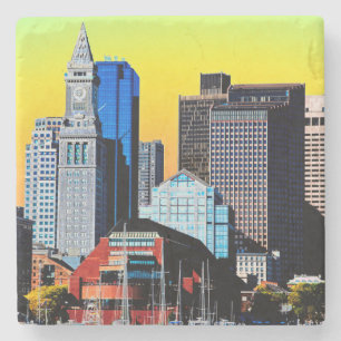 The Custom House Boston USA Poster Cloth Face Mask Stone Coaster