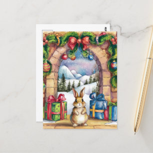 The Cute Christmas Bunny Postcard