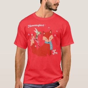 The Cute Fo And Hummingbird Sakura Blossom Flower T-Shirt