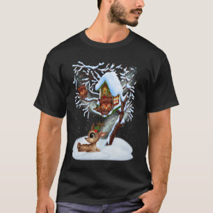 The cute owls and the baby reindeer.. T-Shirt