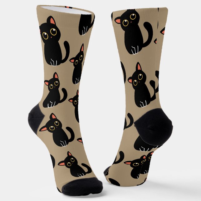 The Cutest Black Cat Socks Gift For Cat Lovers (Angled)
