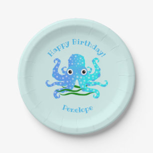 The Cutest Blue Octopus Nautical Theme Paper Plate