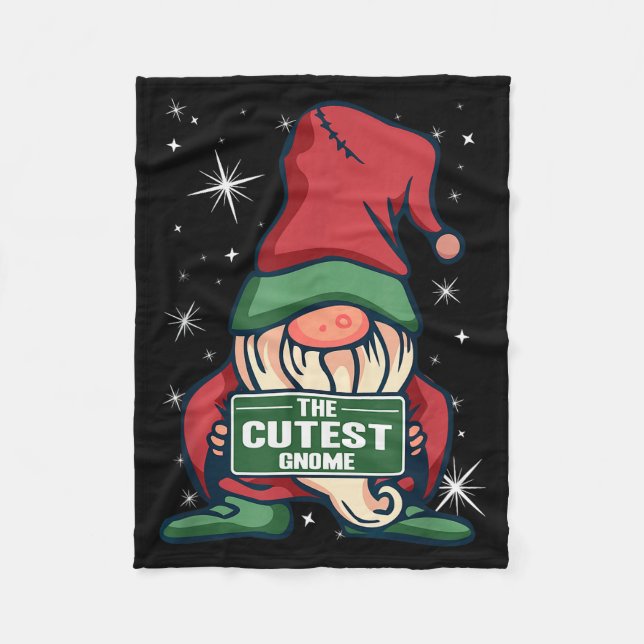 The Cutest Gnome Xmas Elf Matching Family Christma Fleece Blanket (Front)
