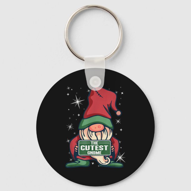 The Cutest Gnome Xmas Elf Matching Family Christma Key Ring (Front)