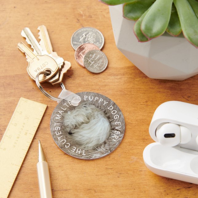 The Cutest Maltese Puppy Dog Ever Key Ring (Desk)