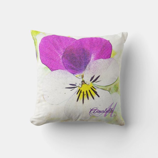 The Cutiest Flower - Viola Monogram Cushion (Front)