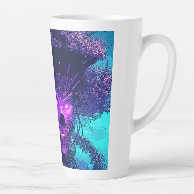 The Cyber-Tree Monster In The Dark Latte Mug (Right)