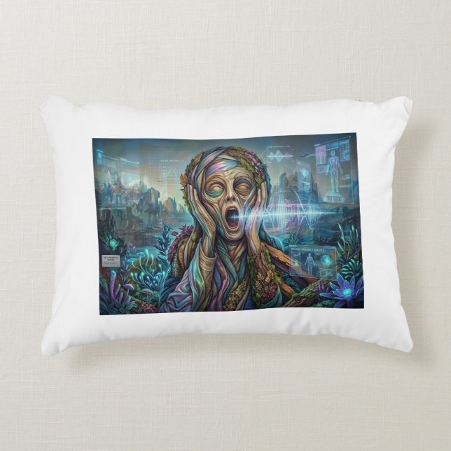 The Cybernetic Scream – Biomechanical Art Cushion (Front)