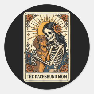 The Dachshund Mum Tarot Card Classic Round Sticker