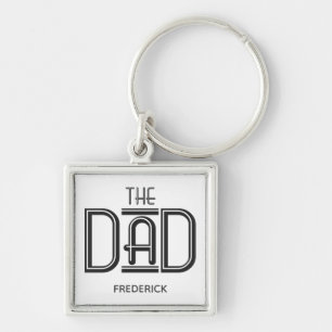 THE Dad Black White Text Personalised Keychain