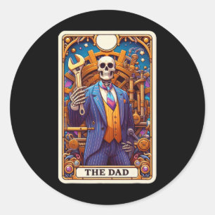 The Dad Tarot Card Skeleton Fathers Day Daddy Byby Classic Round Sticker