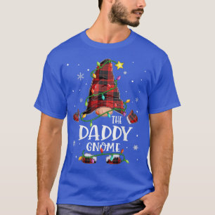 The Daddy Gnome Buffalo Plaid Christmas Light Dad  T-Shirt