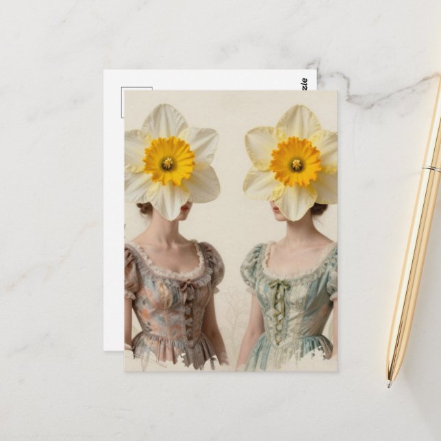 The Daffodil Head Women Postcard (Front/Back In Situ)