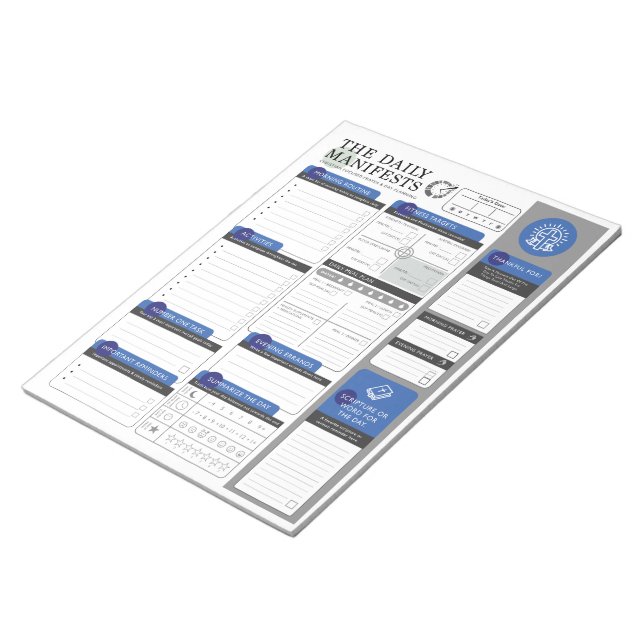 The Daily Manifests- Christian Themed Day Planning Notepad (Angled)