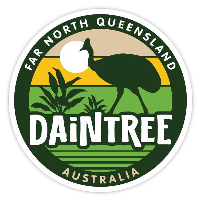 The Daintree, Far North Queensland Sticker (Daintree, Far North Queensland Retro Round Sticker)