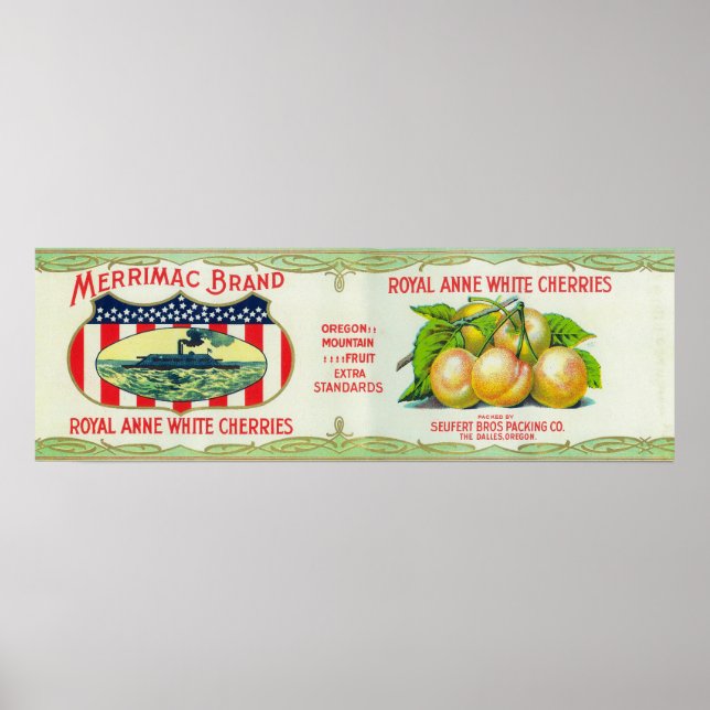 The Dalles, Oregon - Merrimac White Cherries Poster (Front)
