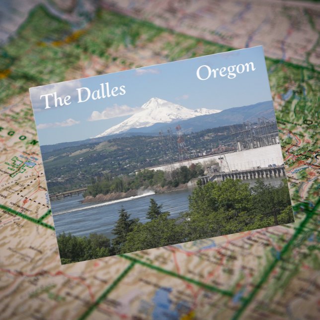 The Dalles, Oregon Travel Photo Postcard (In Situ Map)