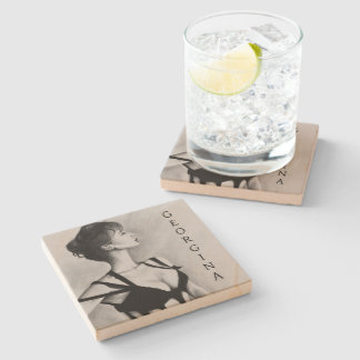 The Dame Beautiful Woman Black Dress Portrait Art Stone Coaster