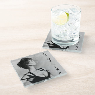 The Dame Sexy Woman Portrait Original Art Glass Coaster