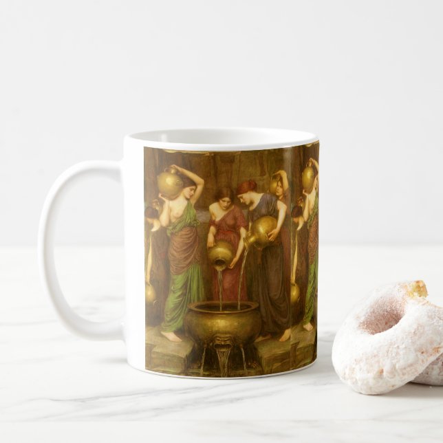 The Danaides by John William Waterhouse Coffee Mug (With Donut)