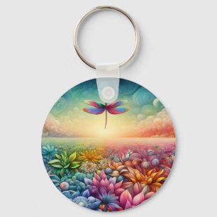 The Dance of Dragonfly Button Key Ring