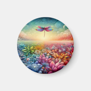 The Dance of Dragonfly Button Magnet