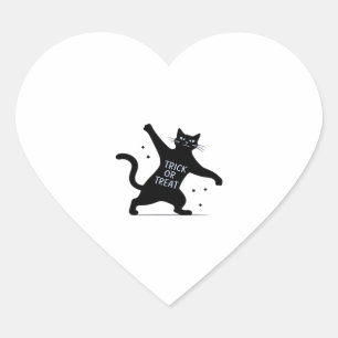 The Dancing Black Cat's Spooktacular Trick-or-Trea Heart Sticker