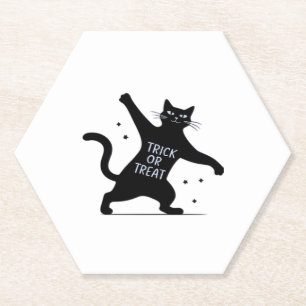 The Dancing Black Cat's Spooktacular Trick-or-Trea Paper Coaster