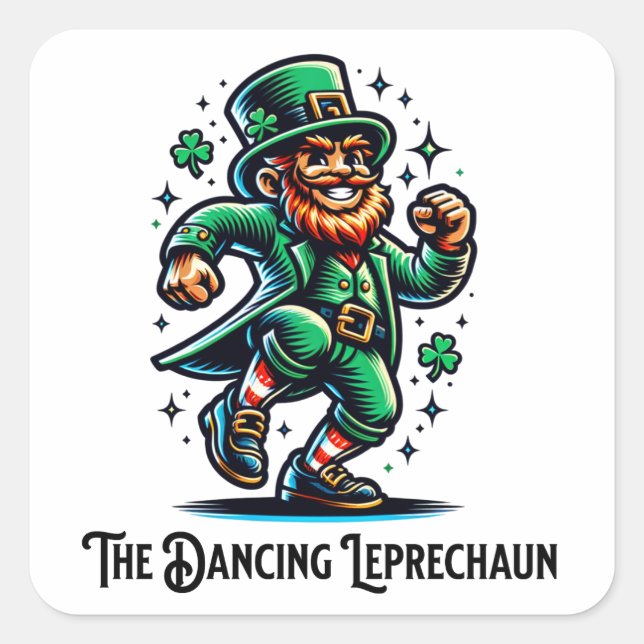 The Dancing Leprechaun Square Sticker (Front)