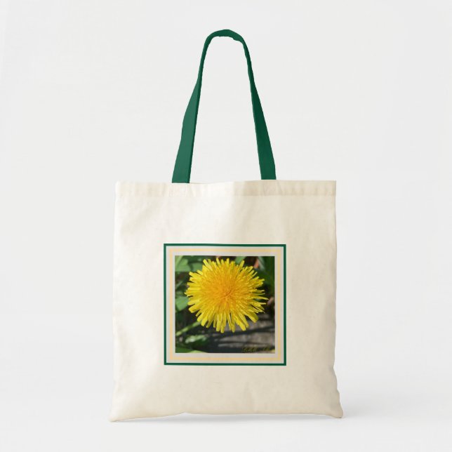 The dandy dandelion tote bag. (Front)