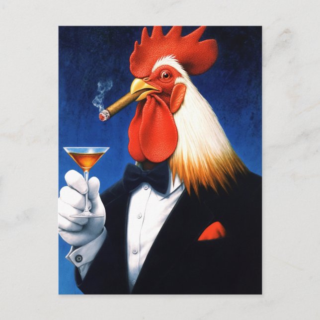The Dapper Rooster | Funny Gentleman's Club Invitation Postcard (Front)