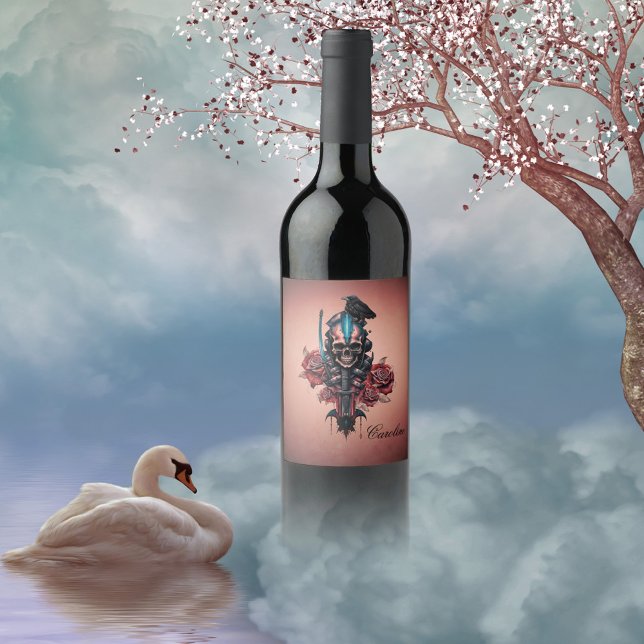  The Dark and Mysterious World of Gothic Skull Wine Label (skull)