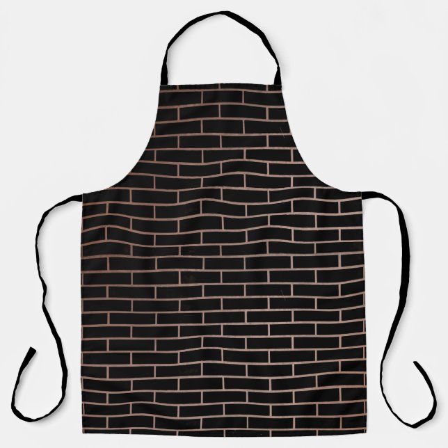 The dark black brick wall has a rough surface as a apron (Front)