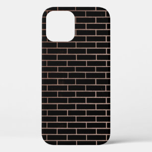 The dark black brick wall has a rough surface as a iPhone 12 case