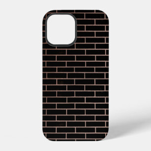 The dark black brick wall has a rough surface as a iPhone 12 case