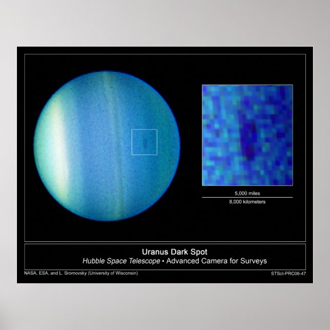 The Dark Spot on Planet Uranus from the Hubble Poster (Front)