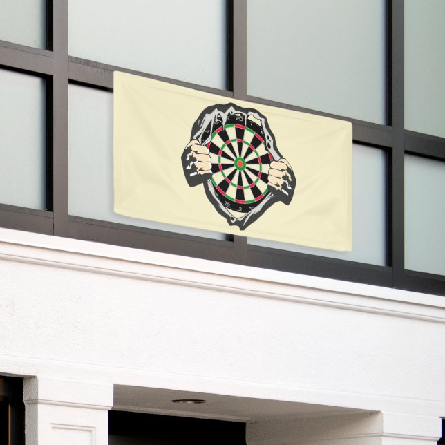 The dartboard on your chest! placemat banner (Outside Building)