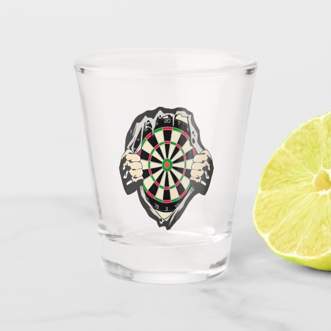 The dartboard on your chest! shot glass (Front)