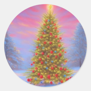 The dawn of Christmas day Classic Round Sticker